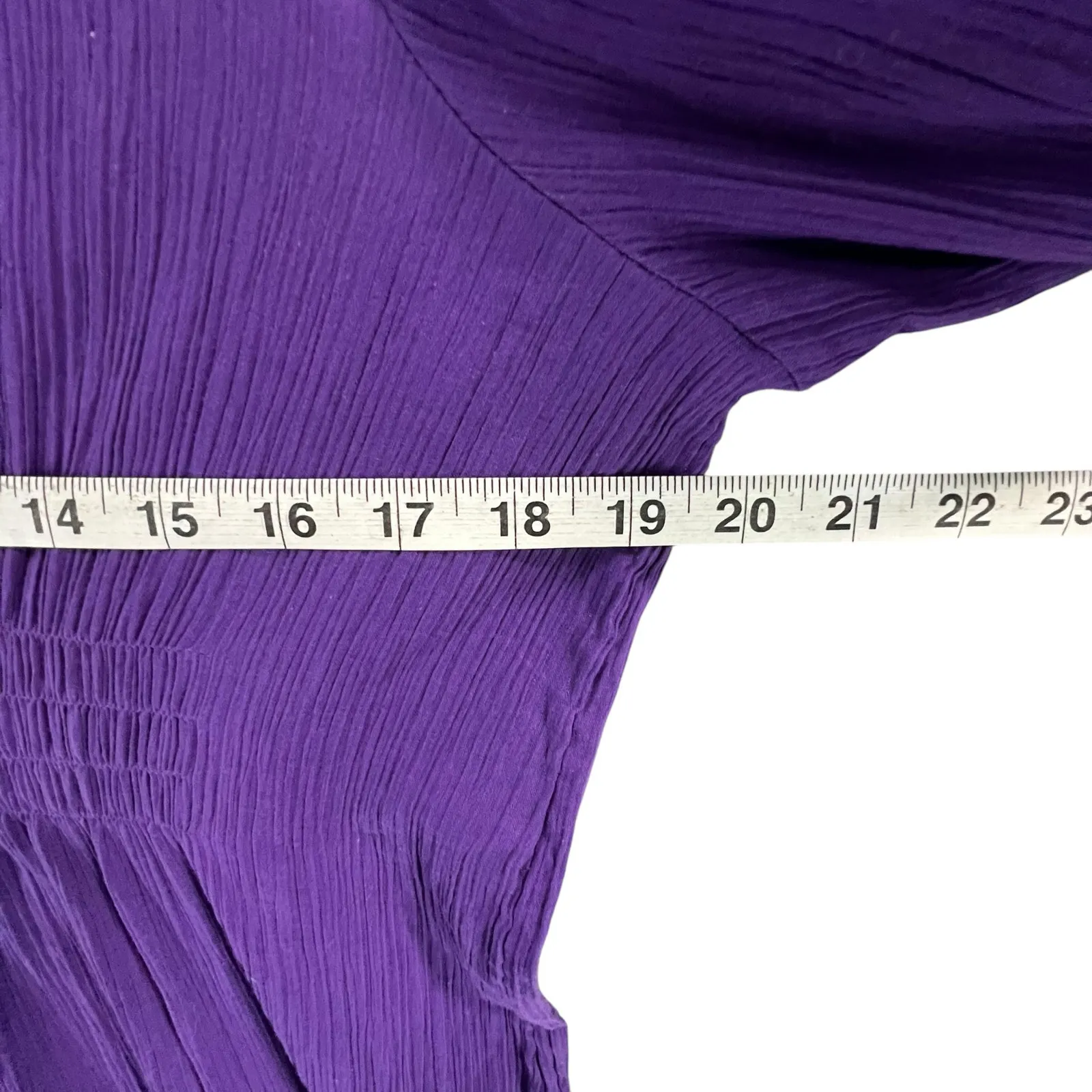 Athleta Cover Up Dress Womens M Purple Gauze Cotton Smocked Beach Resort Swim - Image 6