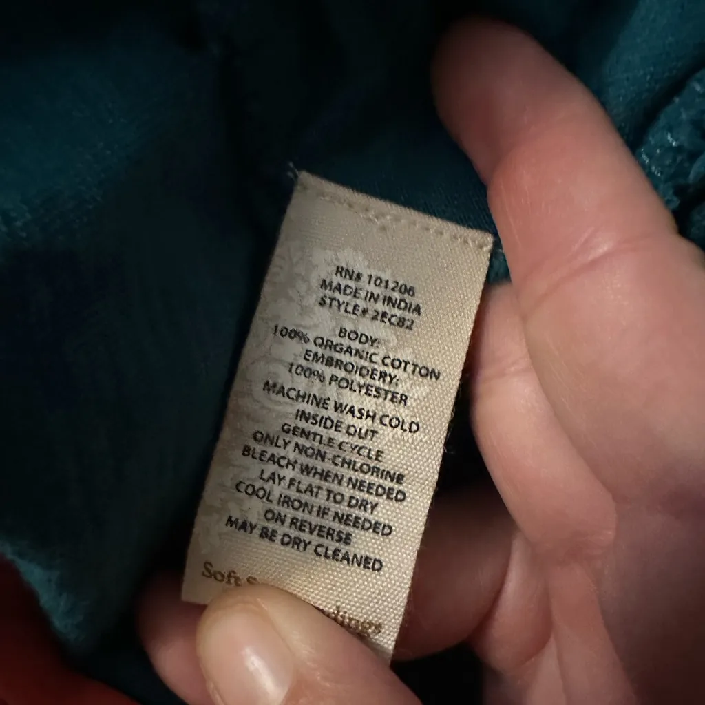 Soft Surrounding LOVE Embroidered Floral Teal  
Burn Out Graphic Tee Size L - Image 5