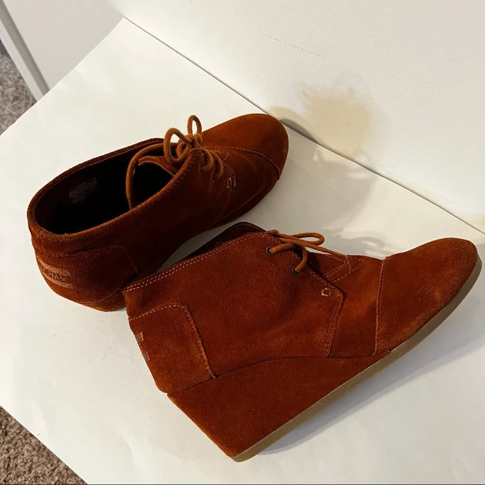 Toms Desert Wedge Suede Lace Up Ankle Boots 8.5 - Image 7