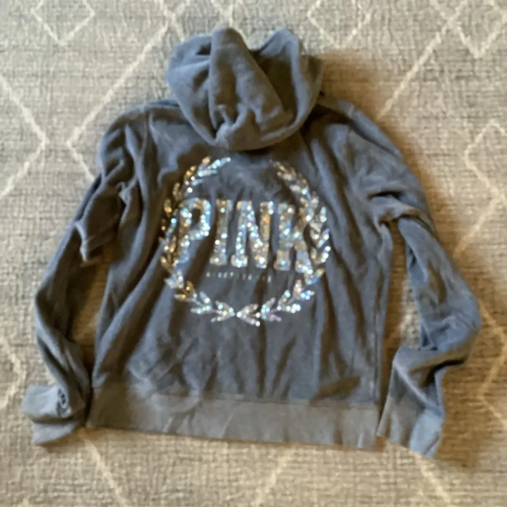 Gray Zip-Up Hoodie Y2K sequins - Image 5