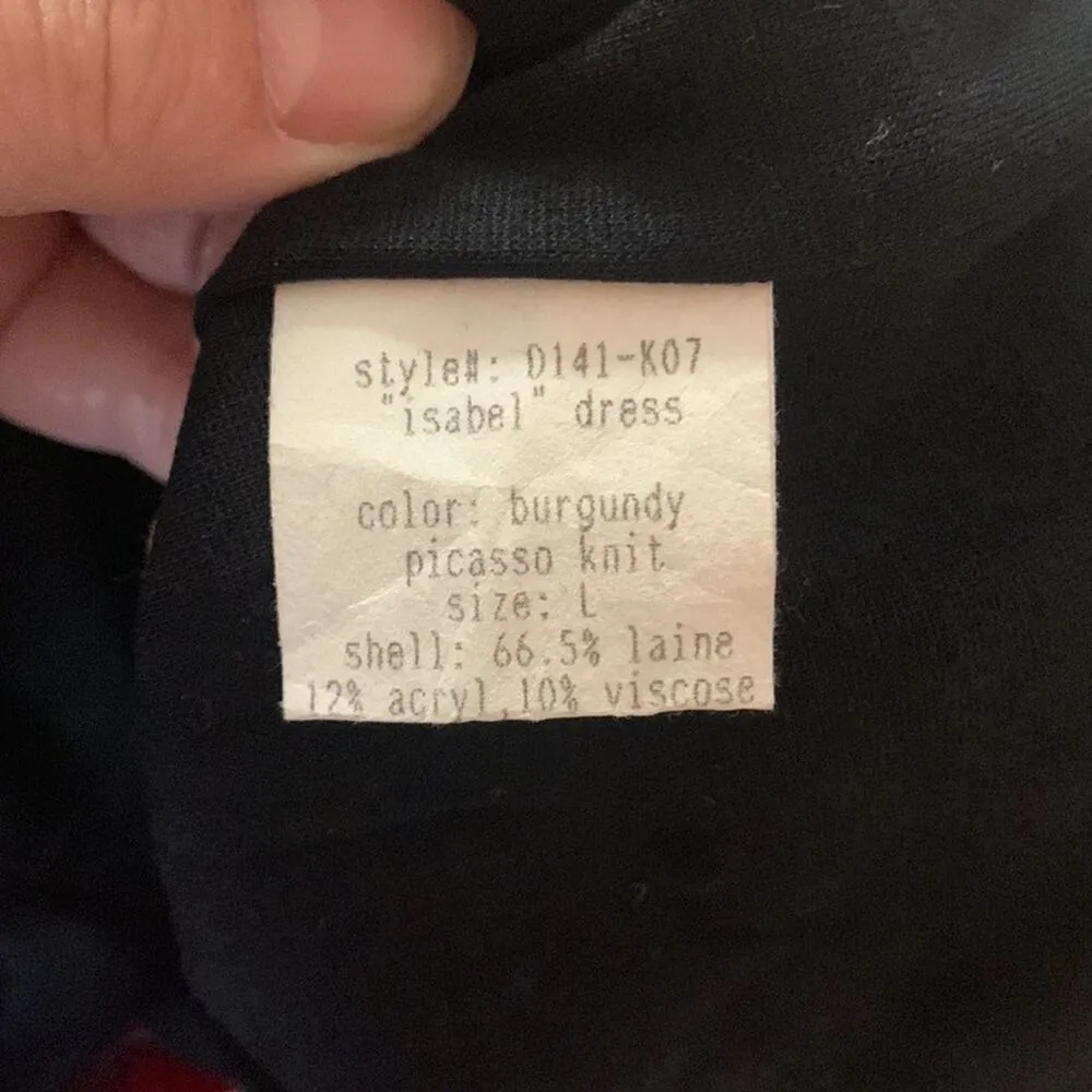 Korovilas anthropologe womens large isabell dress burgundy picasso print red woo - Image 9