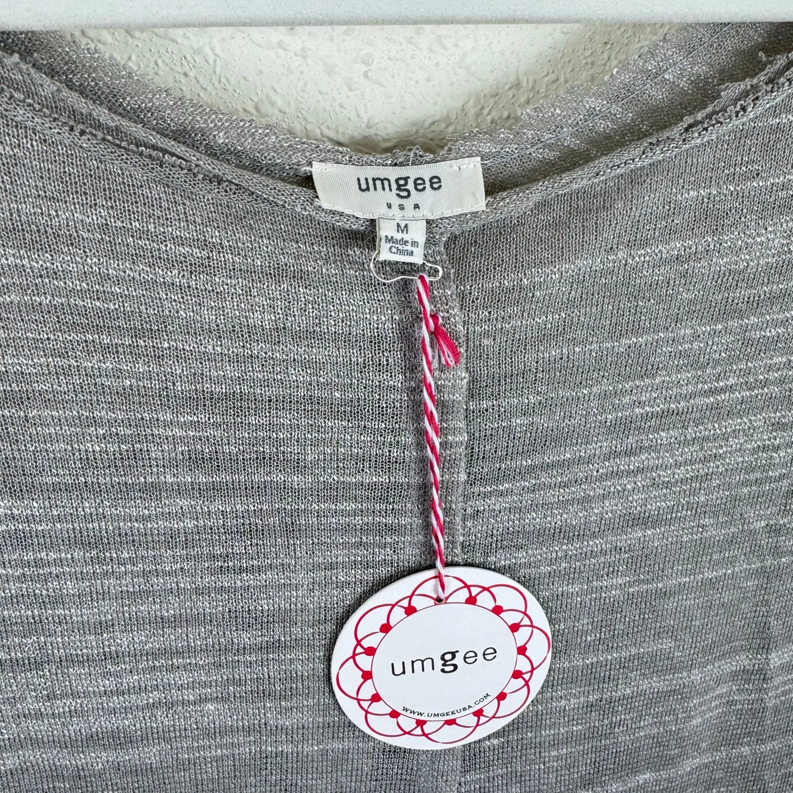 Umgee  NWT Gray Knit Sheer Blouse Medium - Image 4