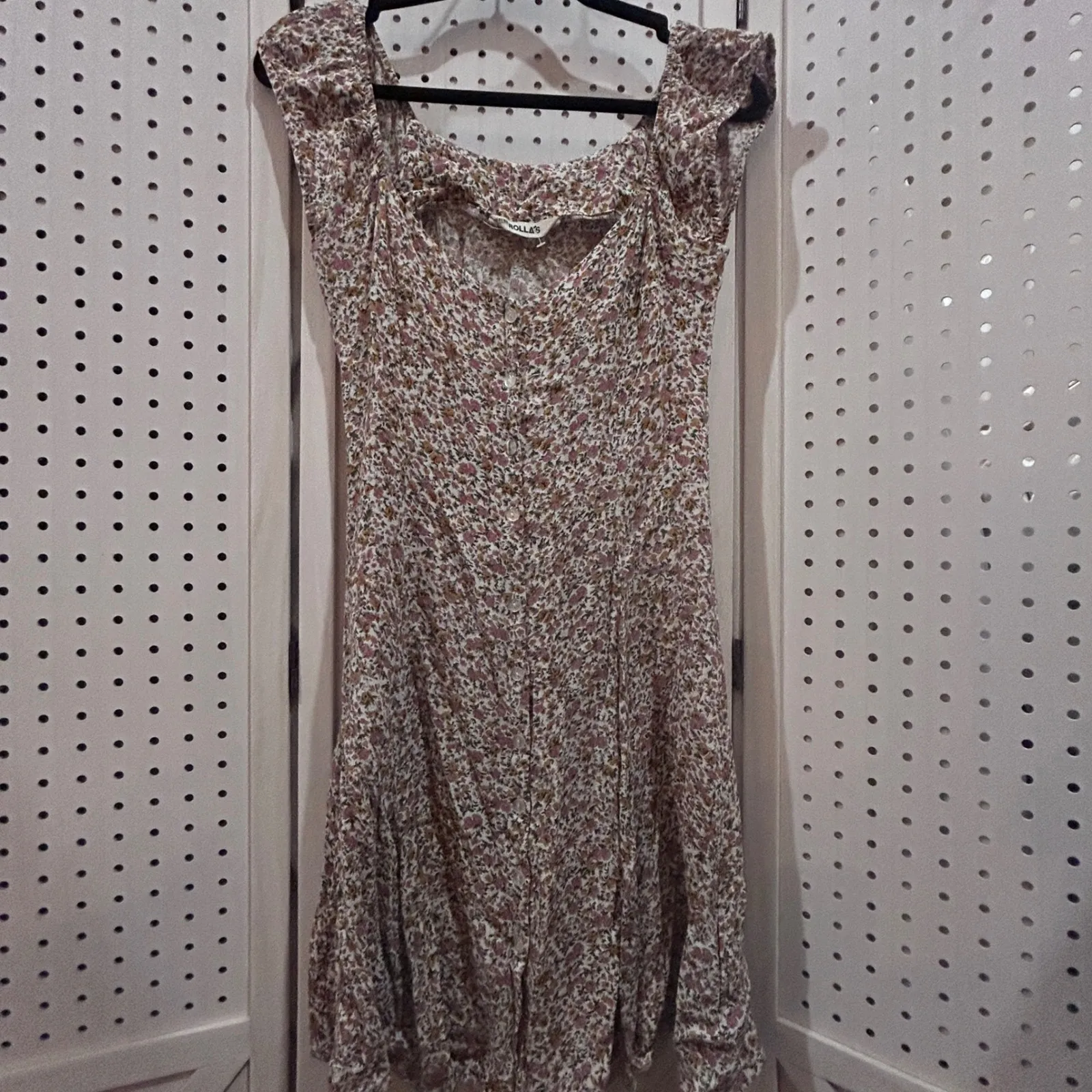 Rolla's Floral Print Square Neck Button Front Mini Dress XS White Pink Deadstock - Image 2