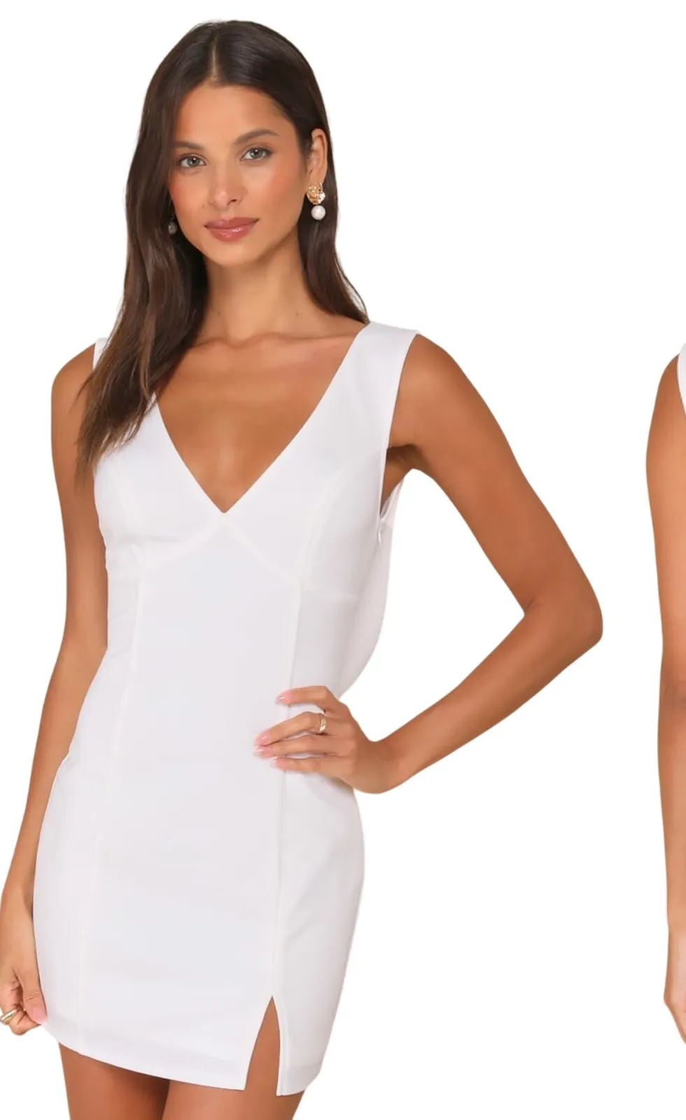 Lulus Perfection Bound White Sleeveless Cowl Back Mini Dress size Medium NWT - Image 2