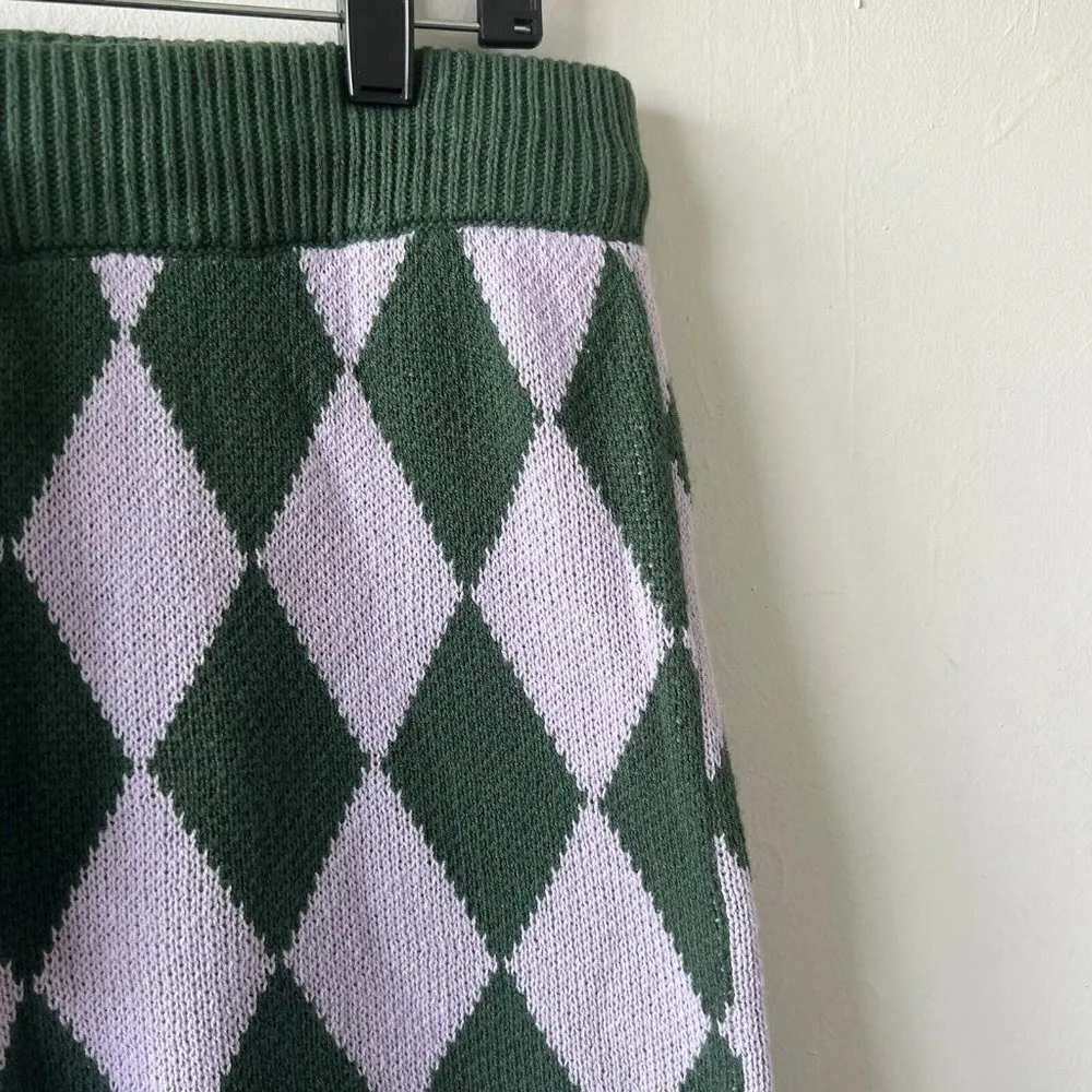 Bp. Be Proud Gender Pride Argyle Sweater Shorts XSMALL Diamond Green Purple - Image 8