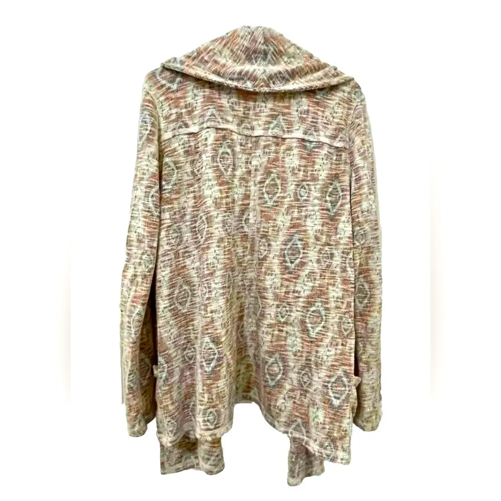 Lucky Brand Lotus Southwest Open Front Cardigan Size L Large Aztec Boho Sweater - Image 3