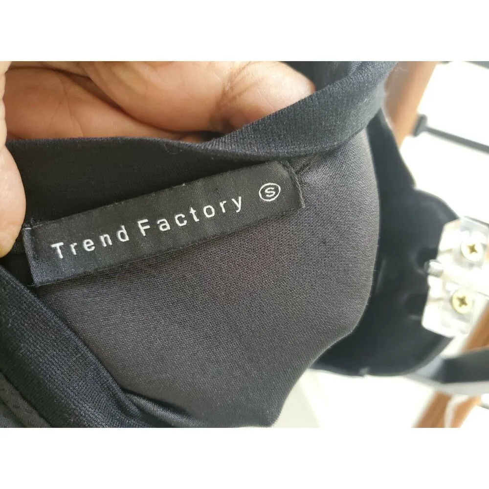 Trend Factory Women Black Polyester Long Sleeve Shirt & Short 2 Piece Set Size S - Image 9