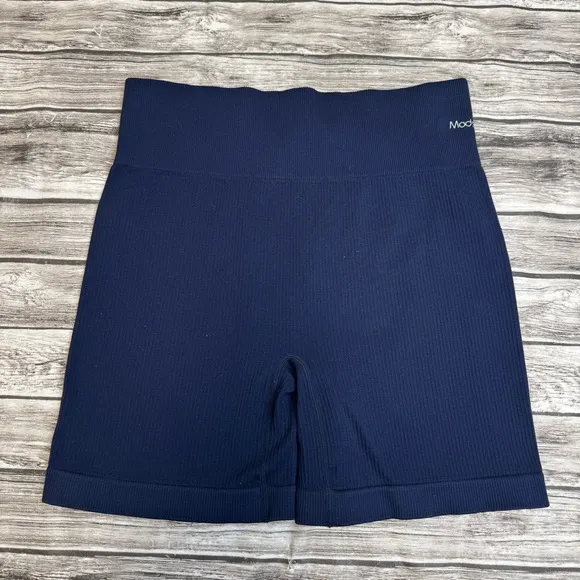Modstreets Women's Ribbed Spandex Shorts Dark Navy Blue M Med Medium Stretchy - Image 1