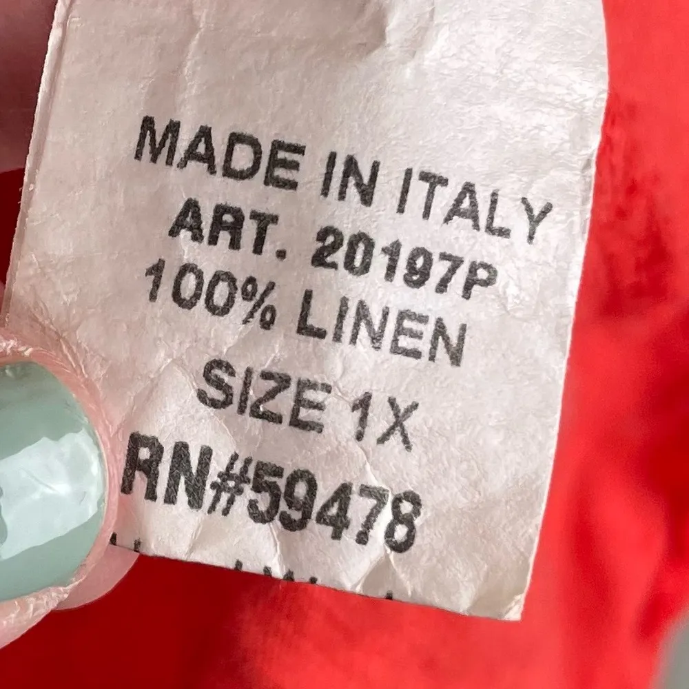 Saiph Lab 100% Linen Plus Size Dolman Sleeve Tunic Top Bright Orange Size 1X - Image 5