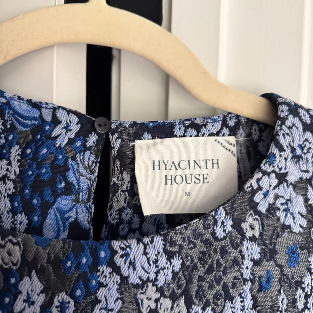 Hyacinth House Blue Jacquard Priscilla Puff Sleeve Top Shirt Long Sleeve Blouse - Image 4