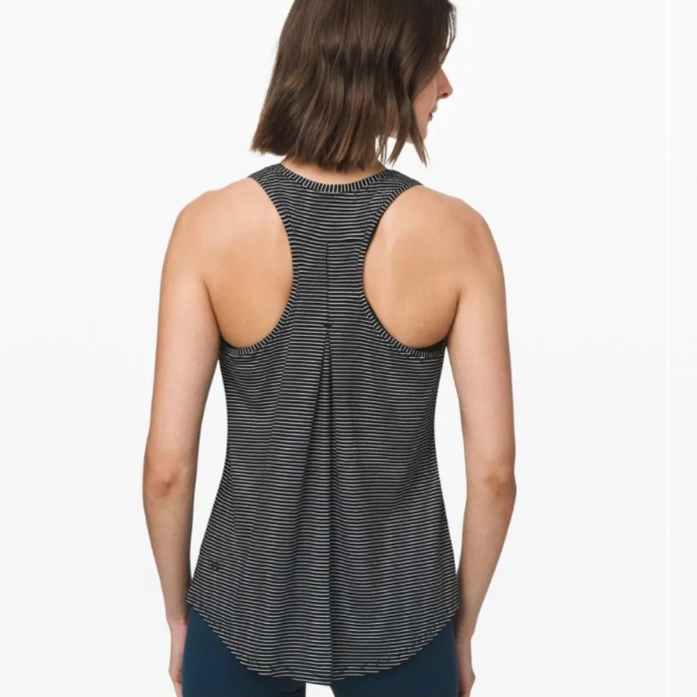 Lululemon Black/White Pleated Hyper Stripe Love Tank - Image 5