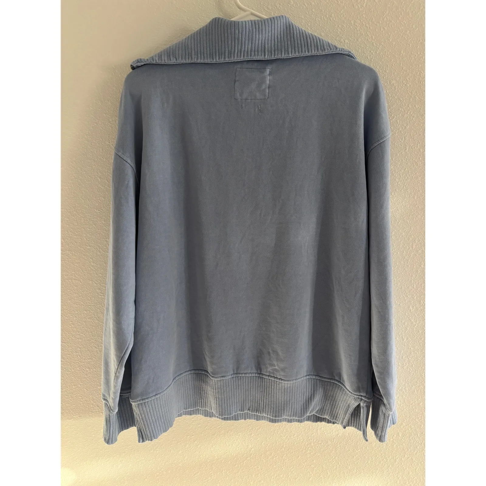 C&C California Sunwashed Fleece Quarter Zip Womens Medium Blue Beachy Chunky - Image 2