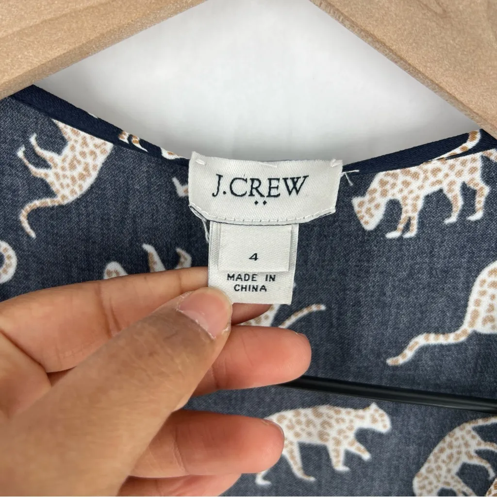 J. Crew Factory Cheetah Novelty Print V-Neck Short Sleeve Wrap Mini Dress Size 4 - Image 5