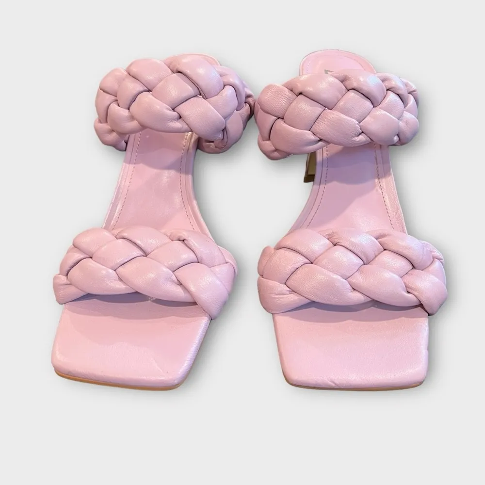 MARC FISHER Purple Hammy Toe Flare Slip On Leather Heeled Sandal size 8.5 - Image 3