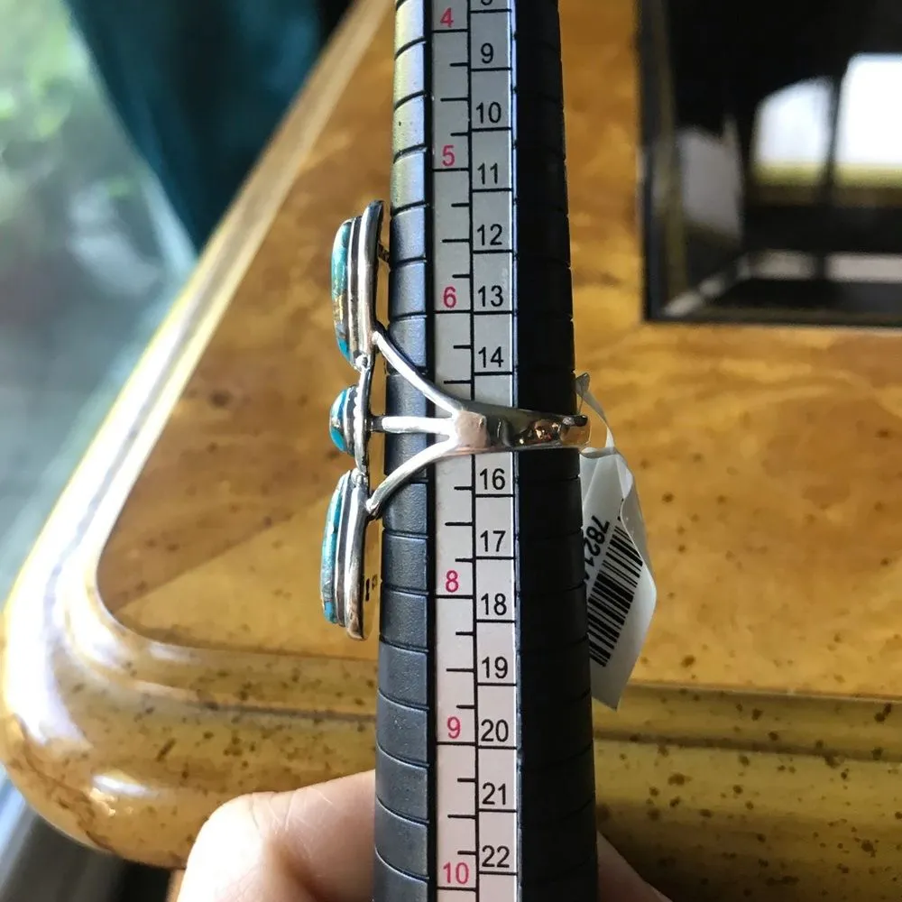 Spiny Turquoise Sterling Silver Ring Size 7 Blue - Image 7