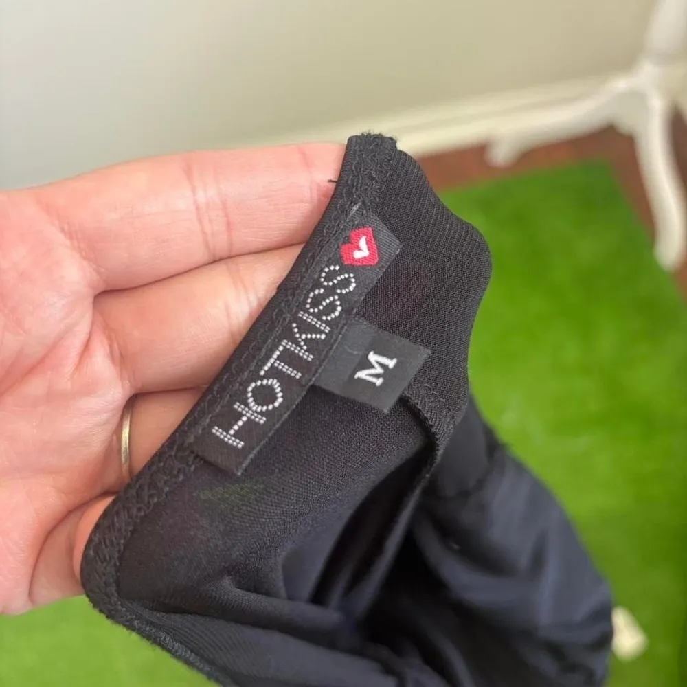 Vtg Y2K HotKiss Size M Asymmetrical Beaded‎ Halter Black Dress Stretch Slip On - Image 5