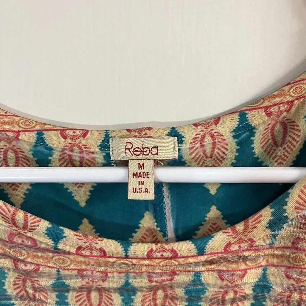 Reba Women Top Sz M Blouse Vintage Rhinestuds Embellished USA Batwing sleeves - Image 4