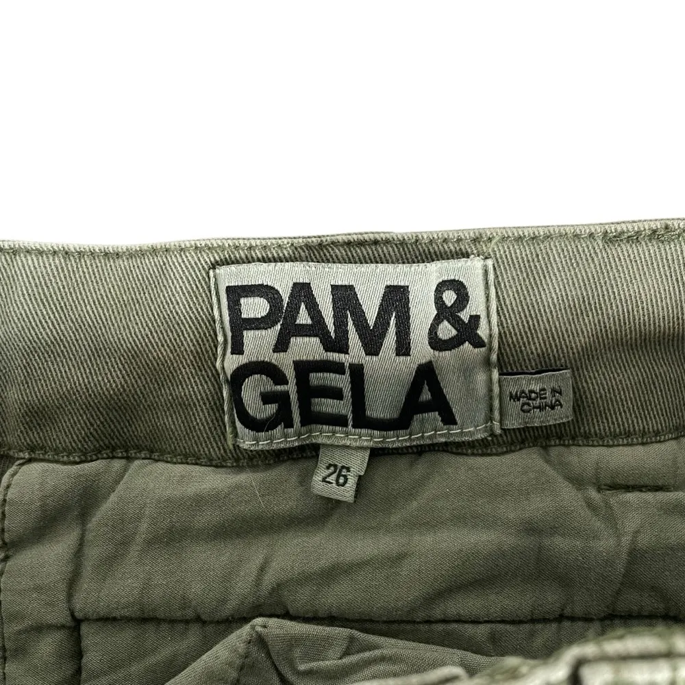 NWOT Pam & Gela Uniform Side Stripe Utility Jeans in Olive Size 26 - Image 9