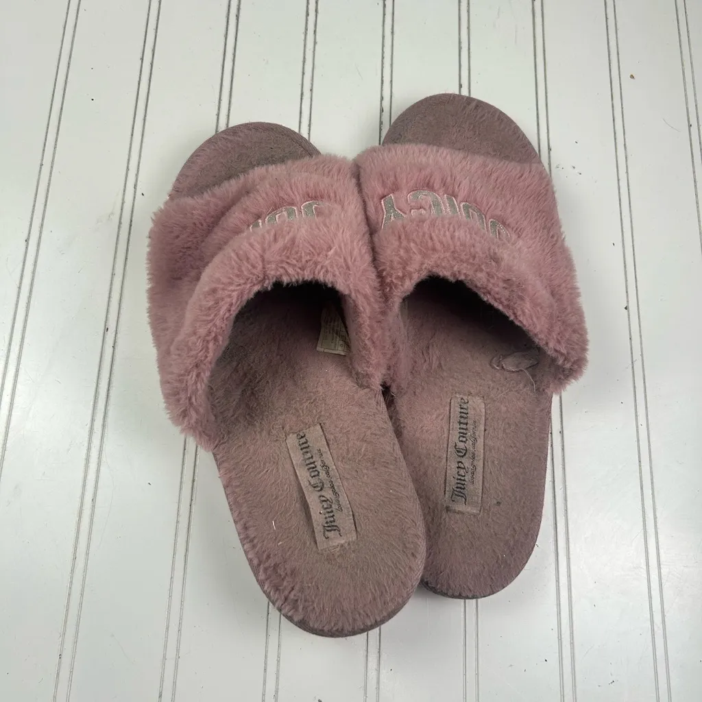 Juicy Couture Pink Fluffy Y2K Logo Slides Sandals Women’s Size 11 - Image 7