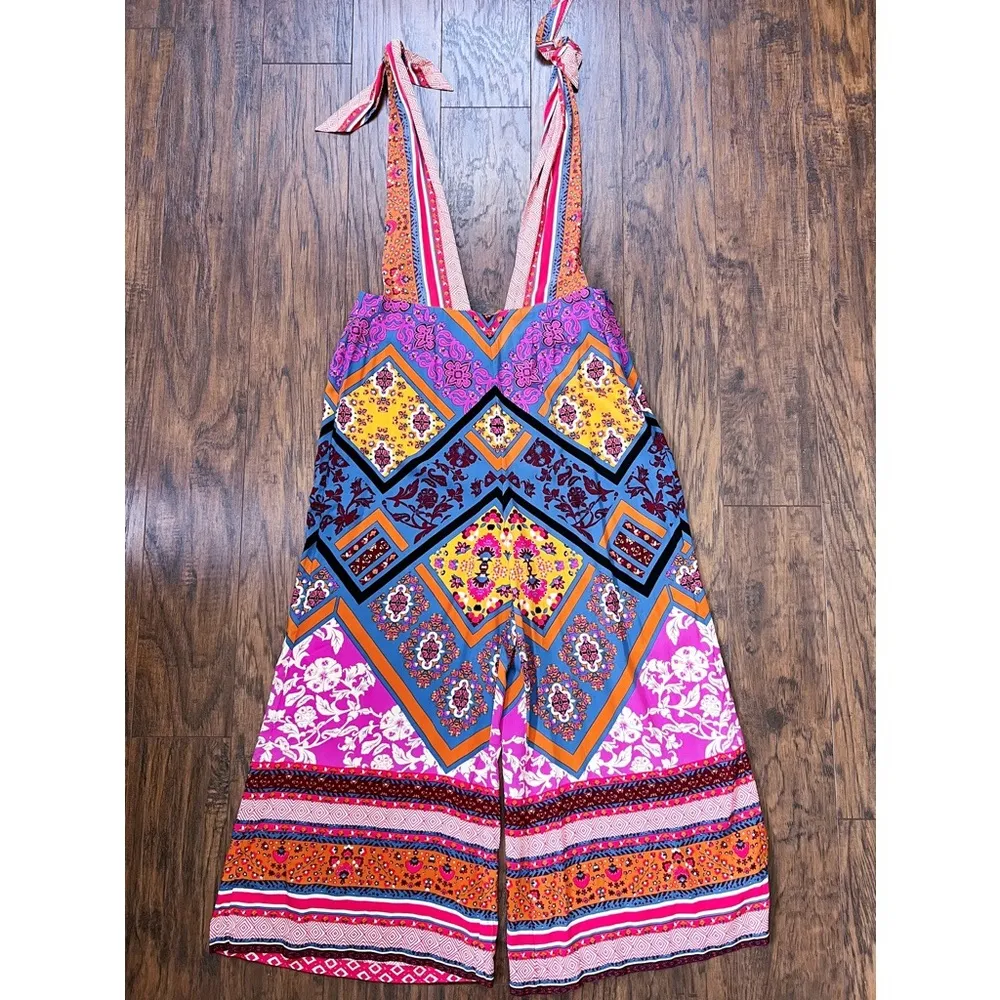 Free People • Maritzah One Piece jumpsuit culotte wide leg romper patchwork boho - Image 3