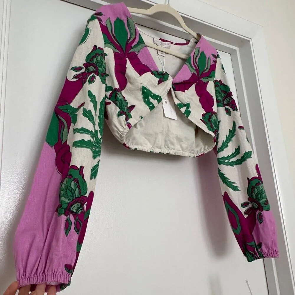 NWT Caroline Constas Tropical Purple/Green Long Sleeve Deep - Image 10