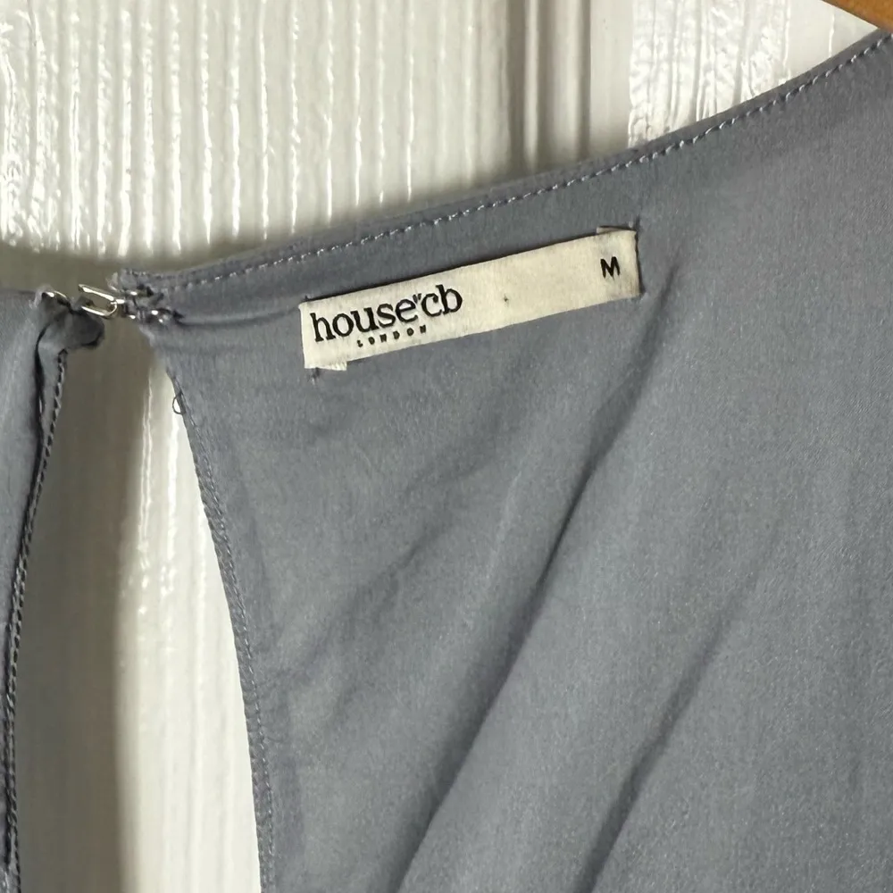 House of CB Camille Dove Grey Real Silk Mini Dress M - Image 8