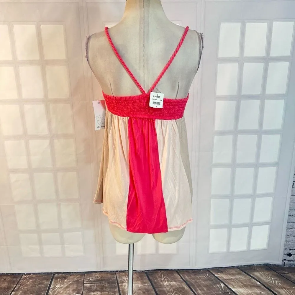 Ella Moss NWT pink cream jersey color block summer tank blouse size medium - Image 5