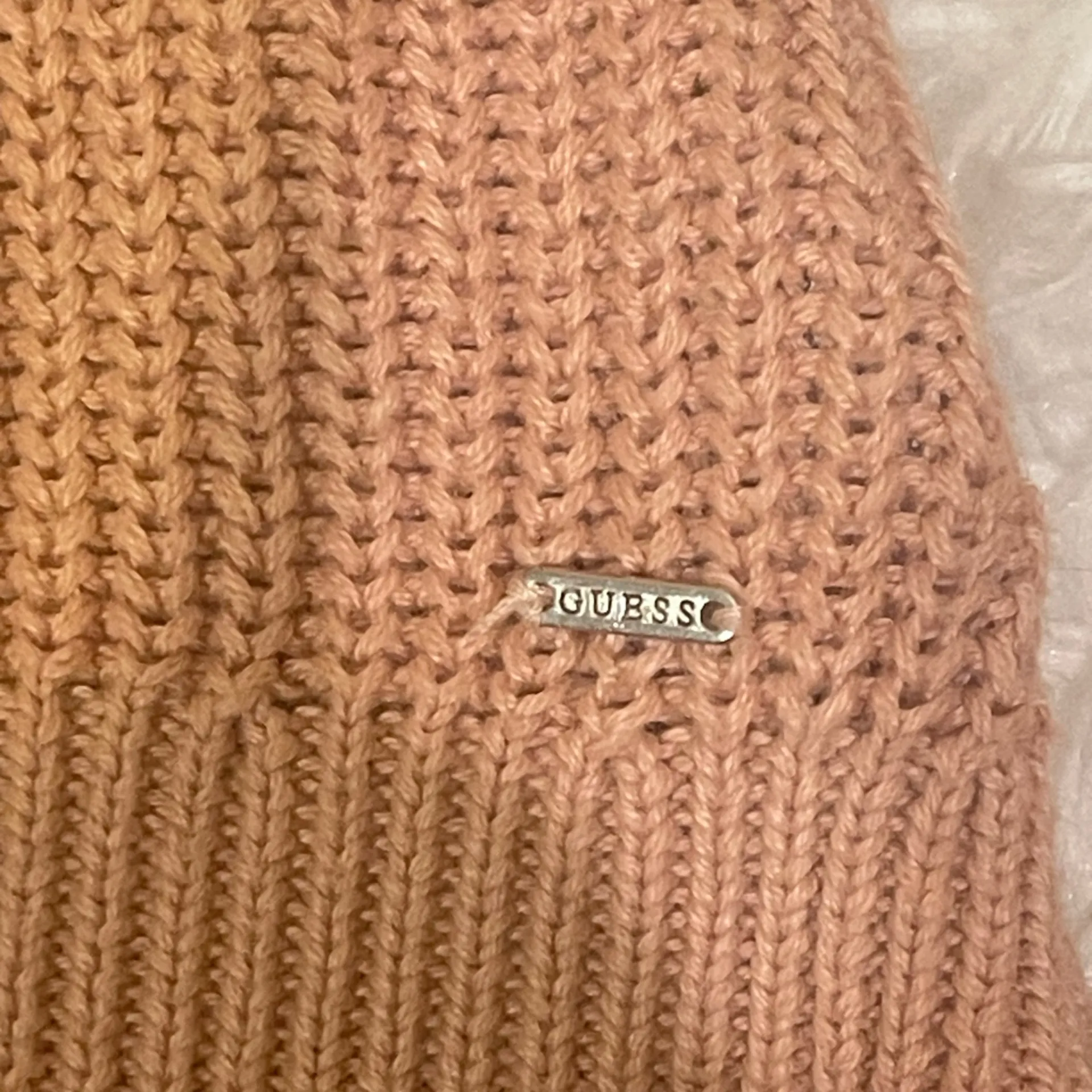 Guess pink cable knit v-neck sweater tie lace up front woman’s size small - Image 6