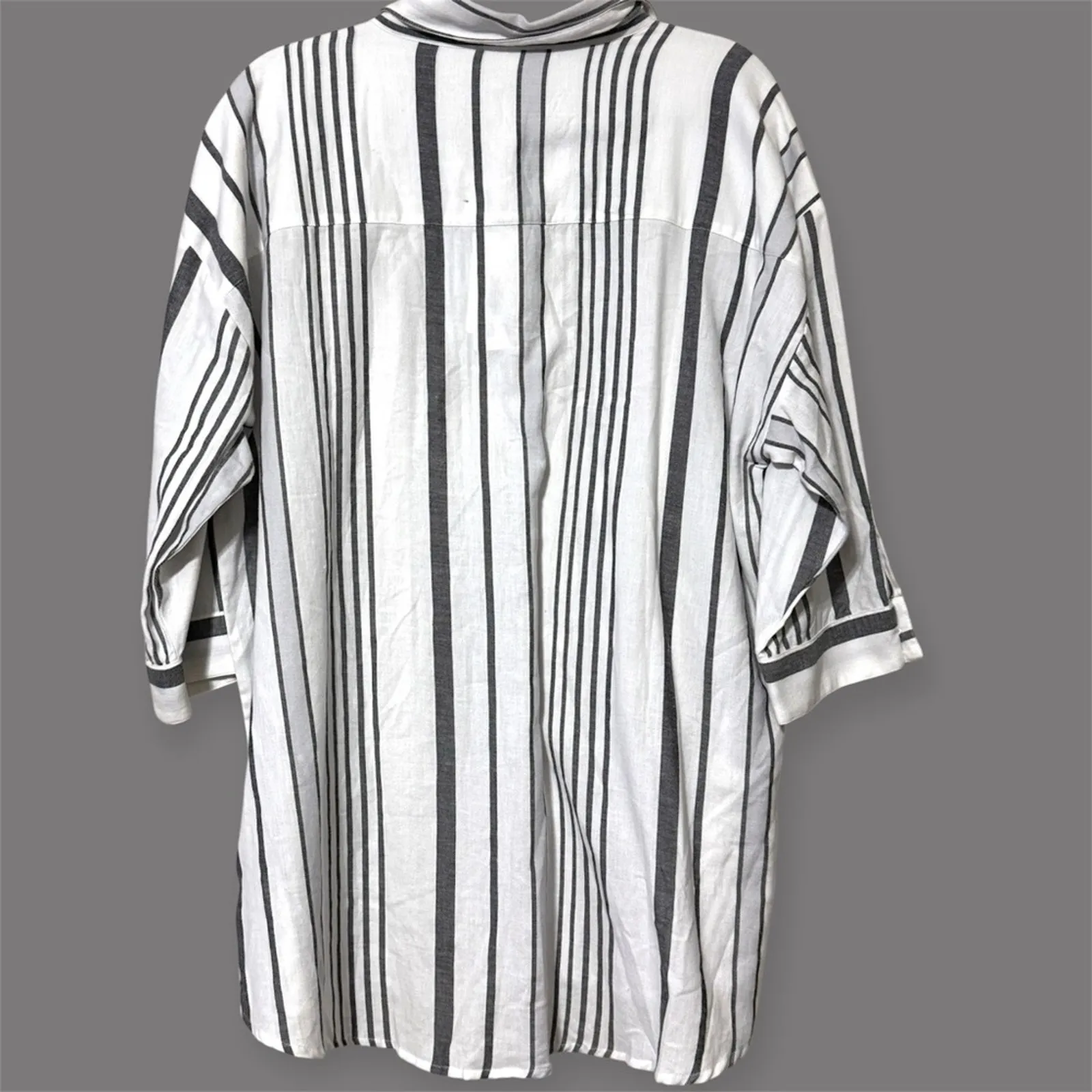 UGAPPAREL women’s size XL long sleeve striped button up hi low 3/4 sleeves DAWGS Gray - Image 3