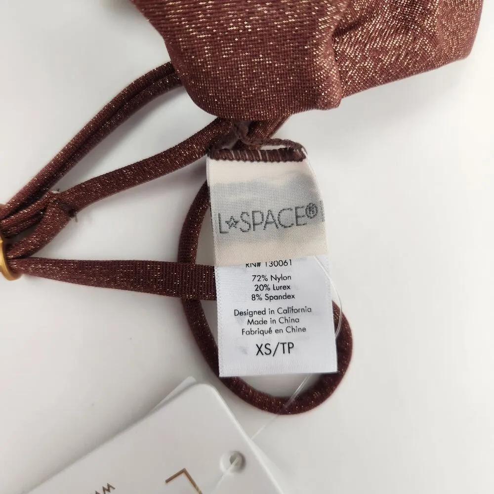 L*Space Shimmer Ringo Bikini Top in Cafe Brown Size XS NWT - Image 5