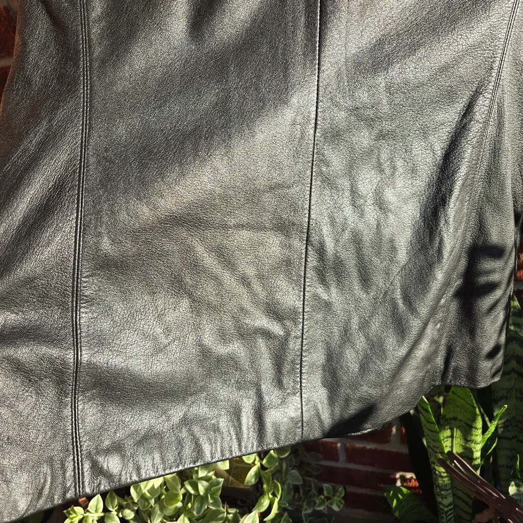 Jacqueline Ferrar Genuine Leather Women Black Double Breasted Jacket Size XL - Image 9