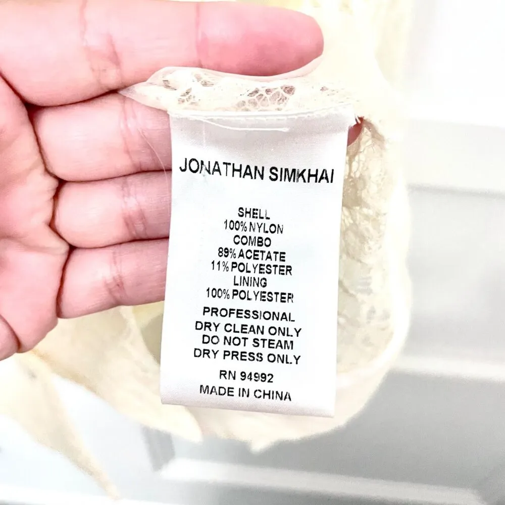 JONATHAN SIMKHAI Janice Lace Long Sleeve Button Front Shirt Ivory Size S - Image 7