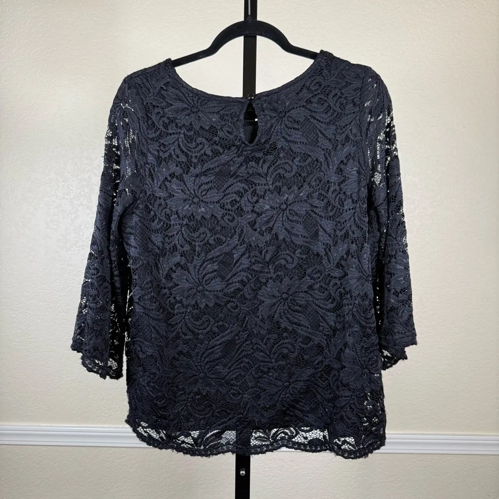 Black Lace Large Romantic Feminine Scalloped Hem Witchy Gothic Semi Formal Too - Image 2