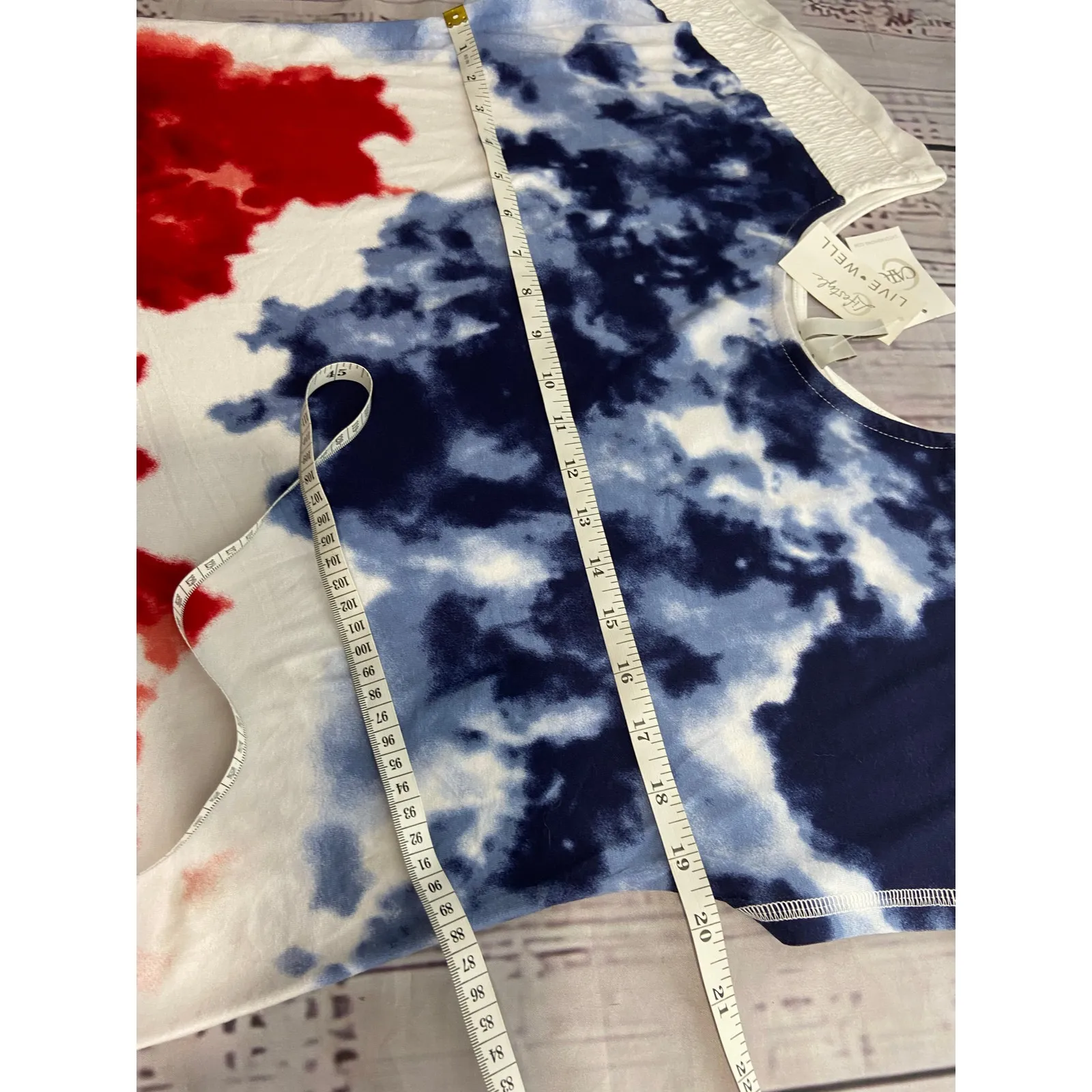 Cato Tee Shirt Womens M Short Sleeves Red White Blue Tie Dye Jersey Knit NEW - Image 6