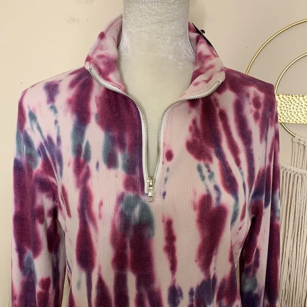 Chaser nwt //  tie dye ribbed quarter zip pullover - Image 94