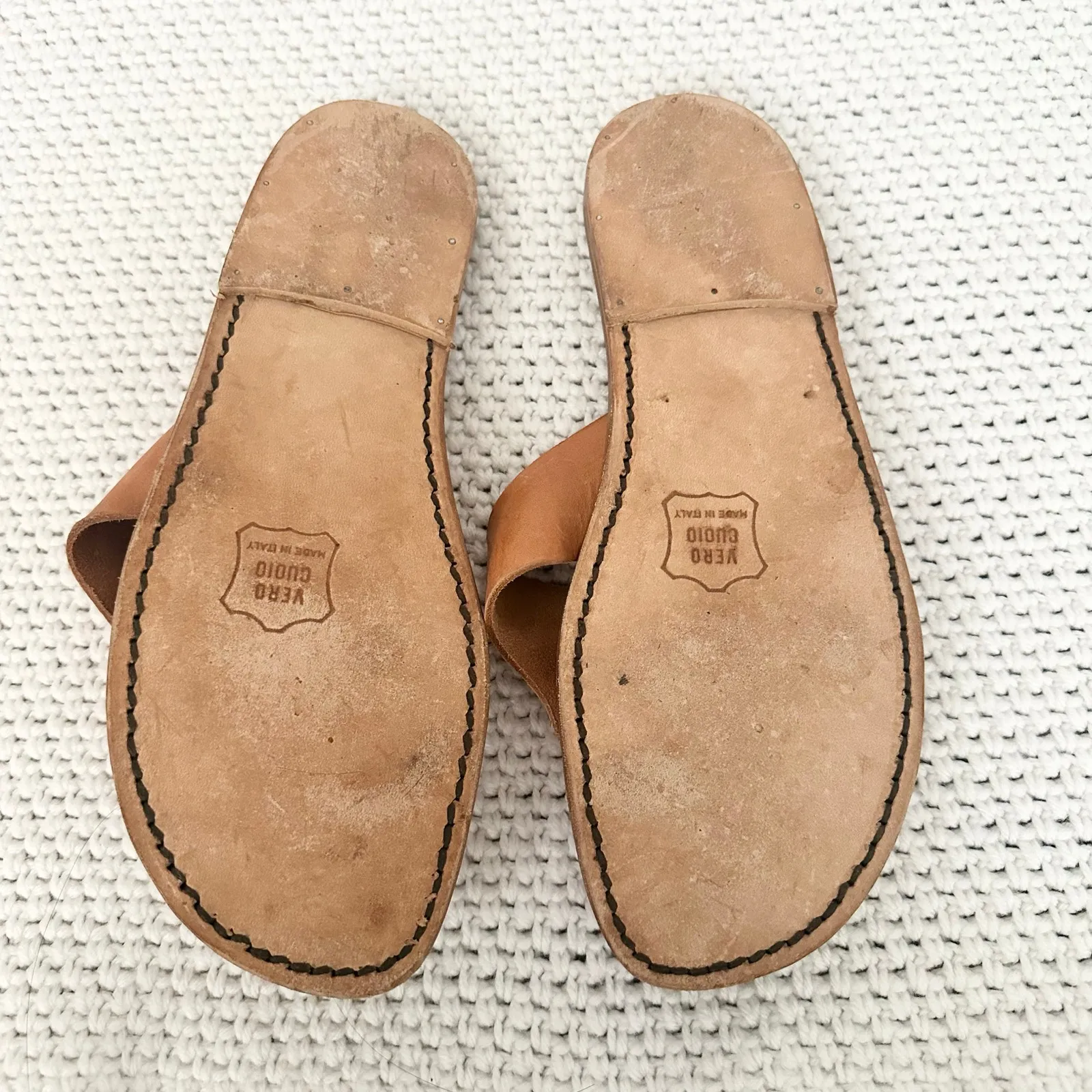 Francesco Da Firenze Cognac Leather Knot Thong Sandals Made in Italy 9.5 - Image 7