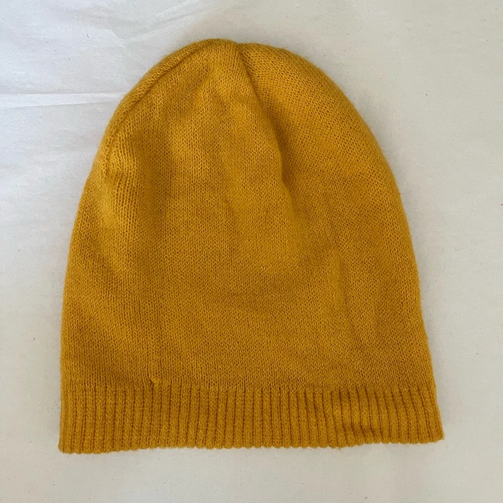 Mustard Yellow Knit Beanie - Image 2
