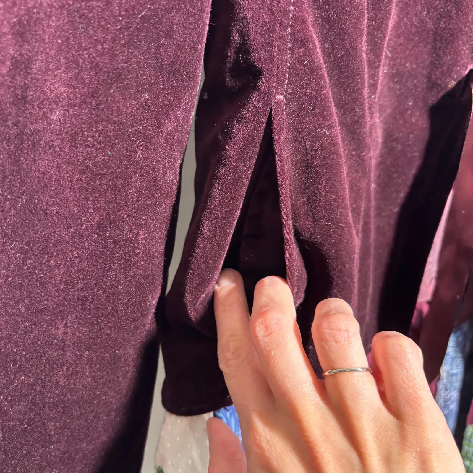 Beth Peterson Velvet Patchwork Blazer Jacket Womens 10 Burgundy Boho Holiday Purple - Image 6