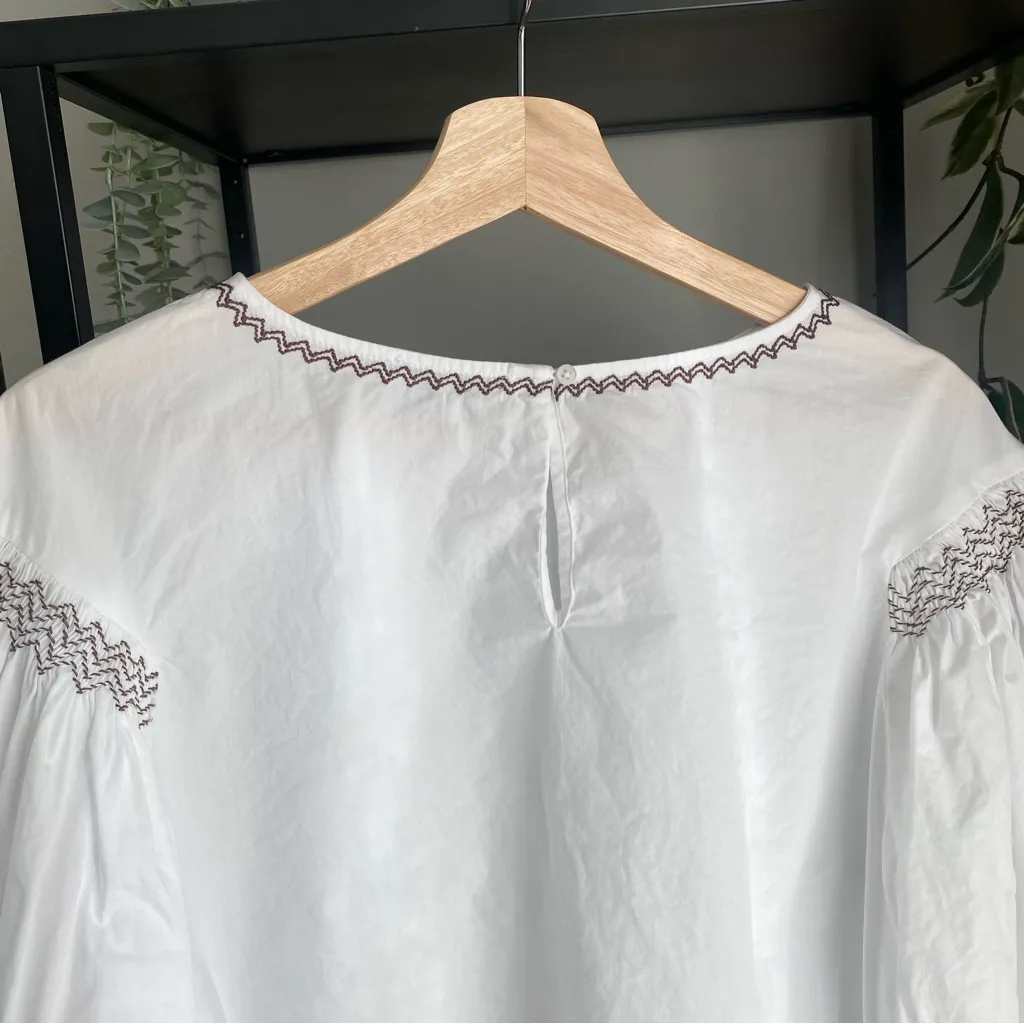 Madewell Embroidered Poplin Balloon Sleeve Top - Image 2