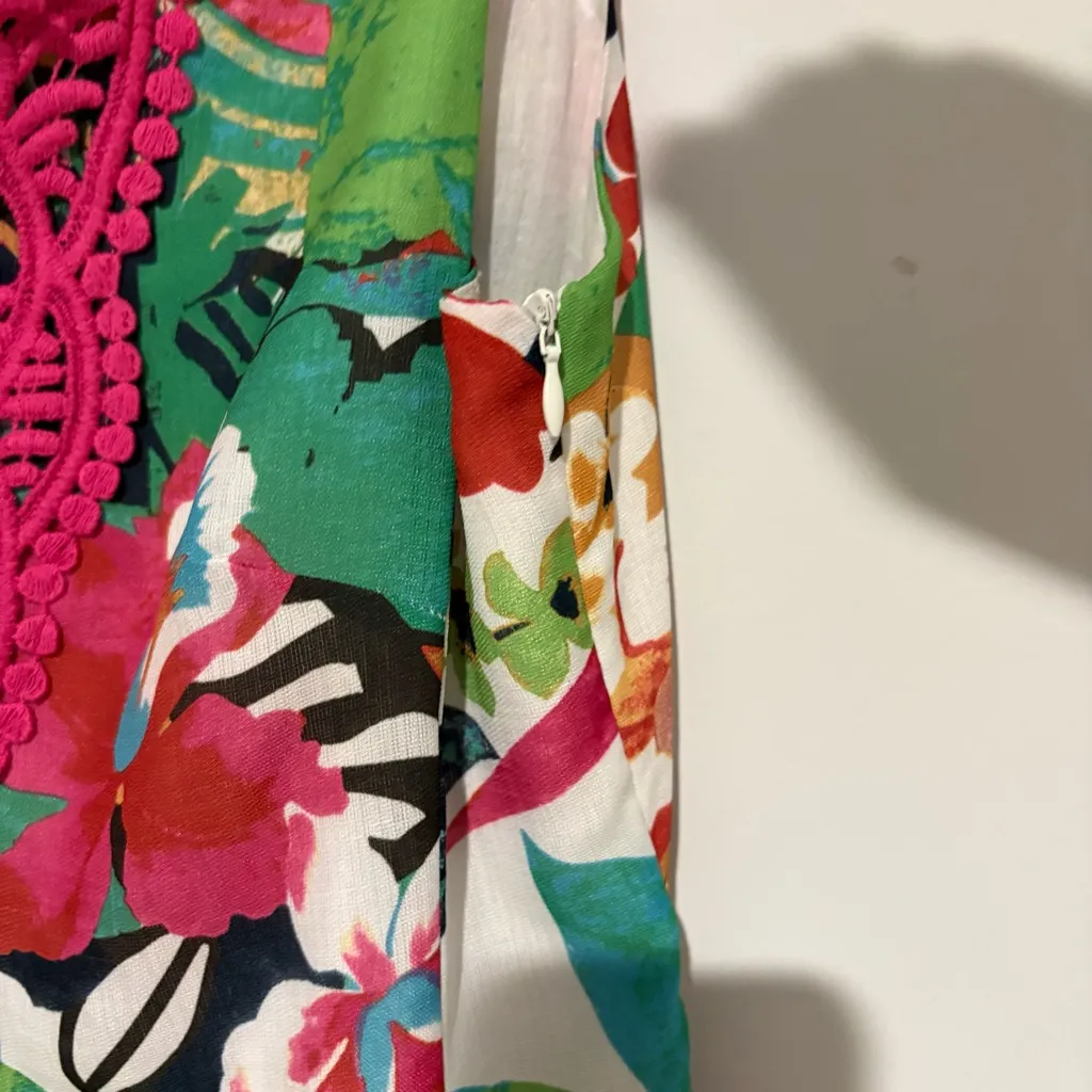 Jade Melody Tam Shift Pencil Dress Floral Garden‎ Party Embroidered Boho small Green - Image 7