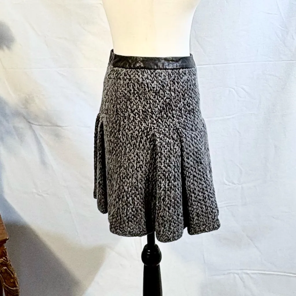 Rag & Bone Kendal Wool Cashmere Blend Pleated Skirt Leather Waist Trim Size 0🧡 - Image 5