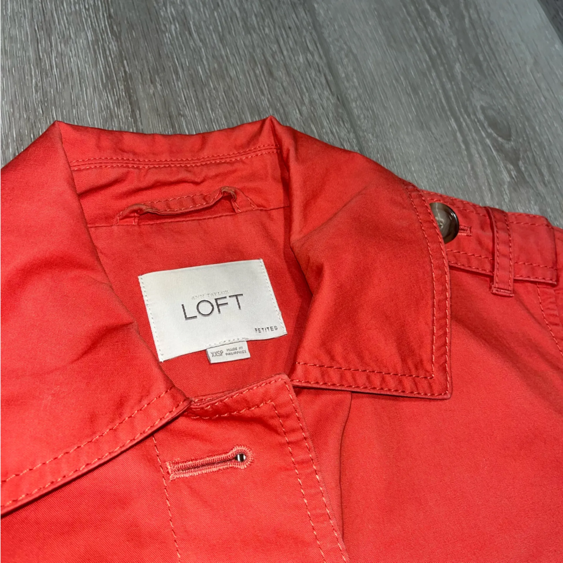 Loft  Coral Cotton Trench Coat XXSP - Image 2
