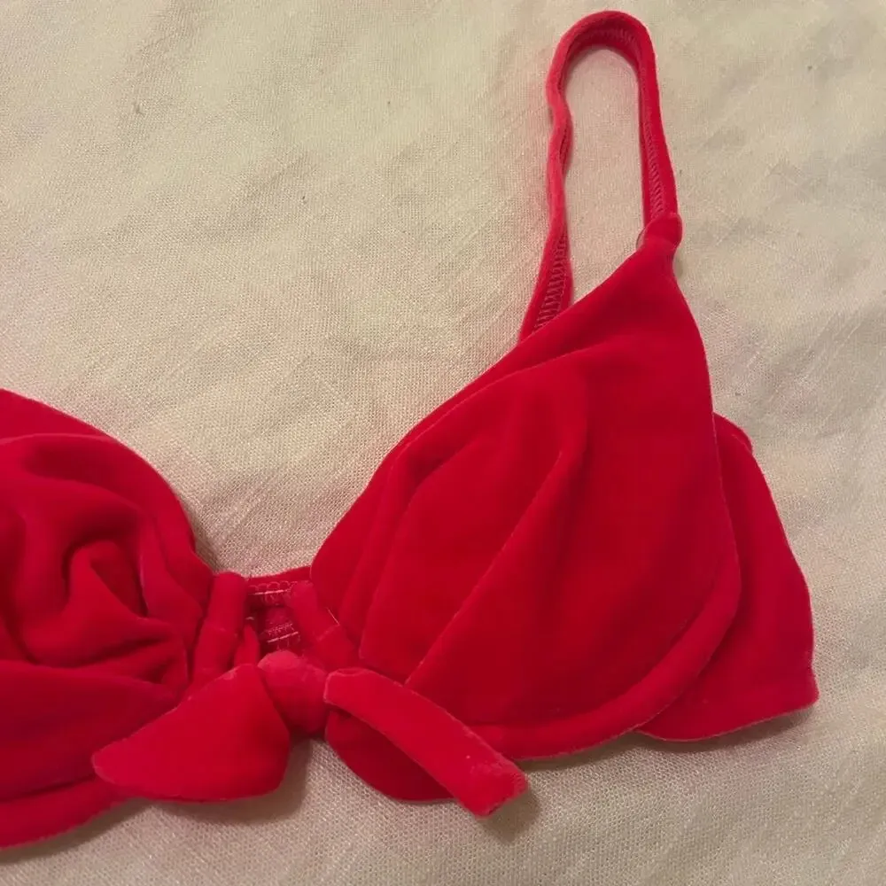 Vintage pink velvet bikini top small Sessa - Image 2