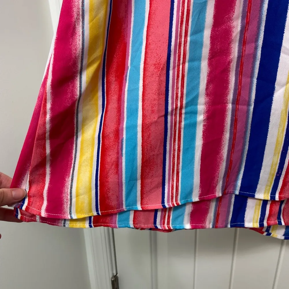 NWOT Alya Francesca’s women’s pink blue striped layered lined summer dress small - Image 5