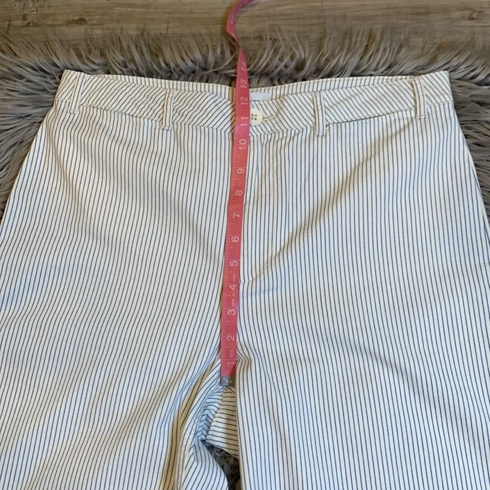 NWOT  pinstripe stretch cotton wide leg cropped jeans pants 12 - Image 7