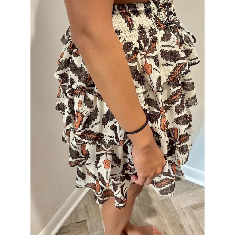 Lot Of 2 Anthropologie LET ME BE & GUAPA Boho Short Tiered Skirts Medium NWT - Image 6