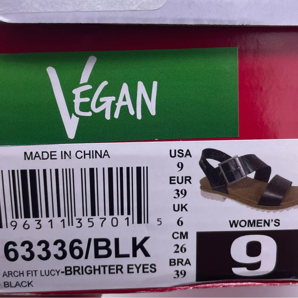 Skechers arch fit Lucy black vegan leather sandals women’s Size 9 - Image 11
