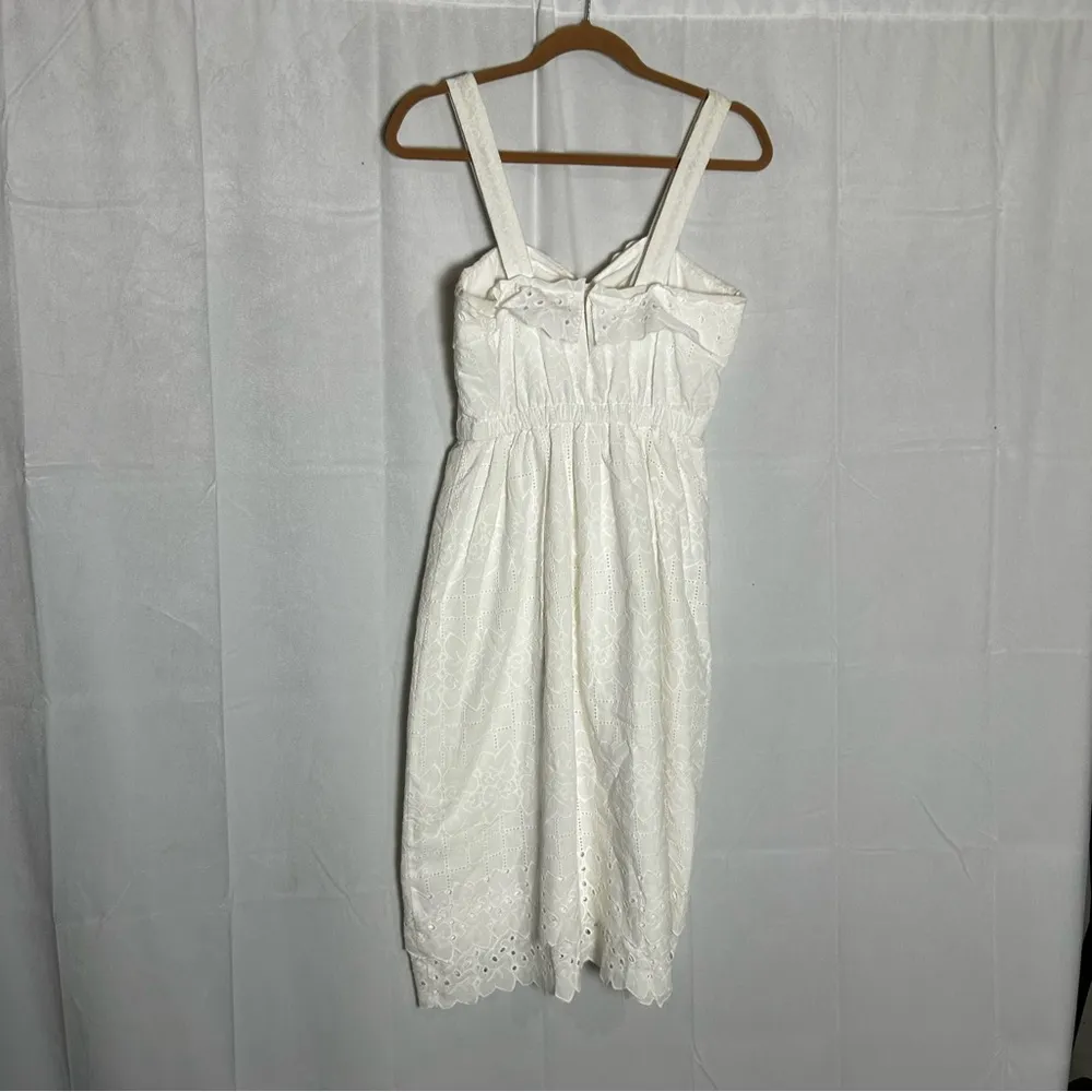 Madewell White Lace Trim Eyelet Midi Dress Sweetheart Neckline 100% Cotton 2 - Image 2