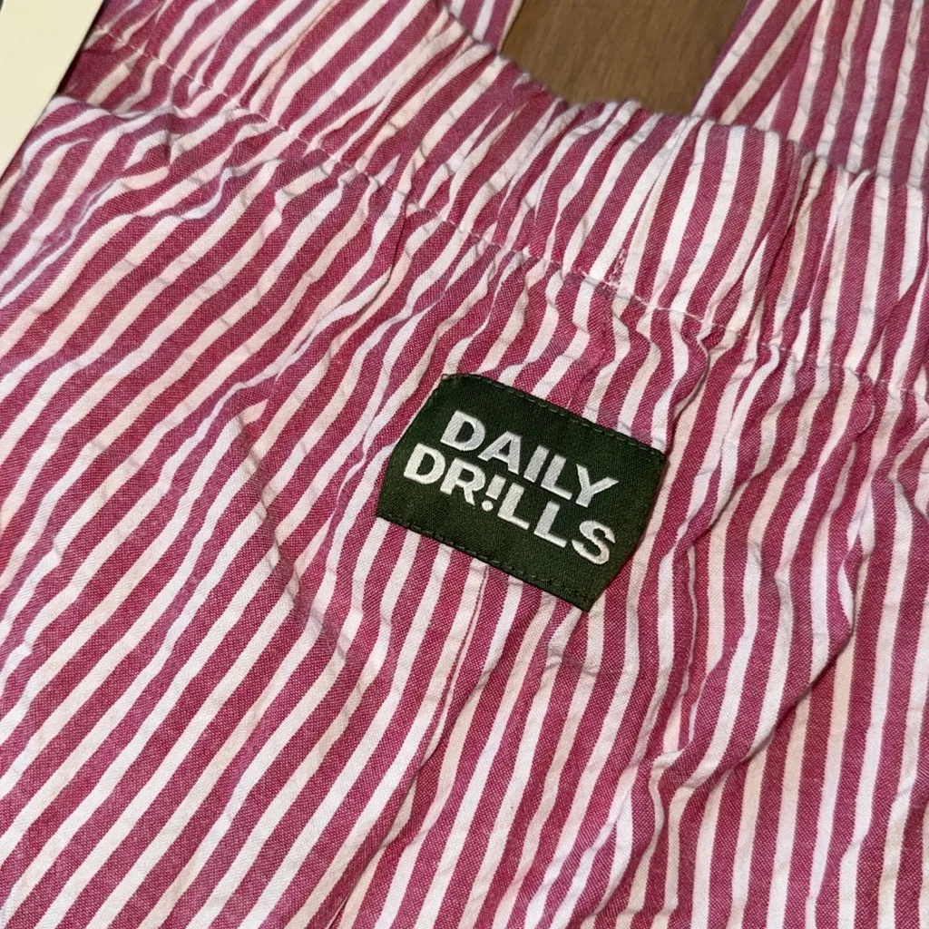 NWT Daily Drills Striped Seersucker Resort Pants - Pink/ White XS/S - Image 7