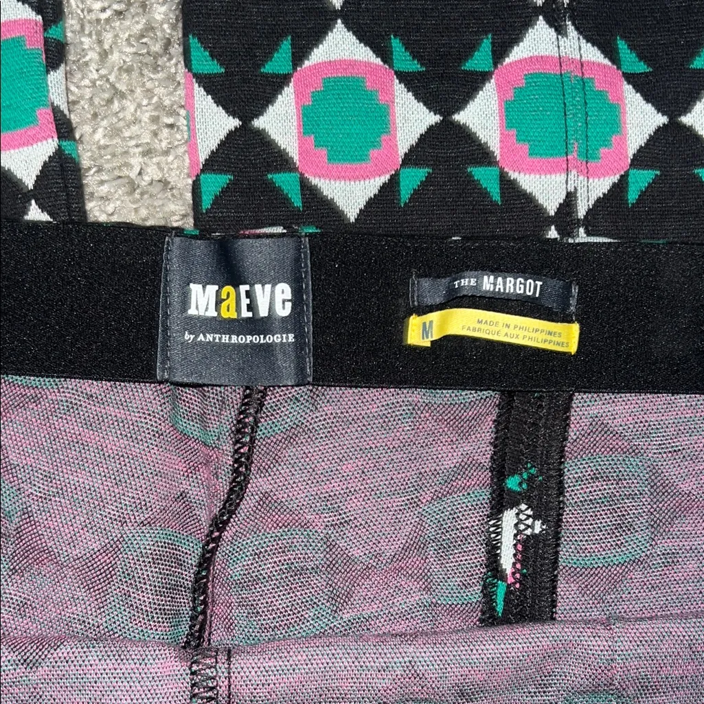 Anthropologie Maeve Margot Kick Flare Cropped Pants Geometric Black Motif Medium - Image 7